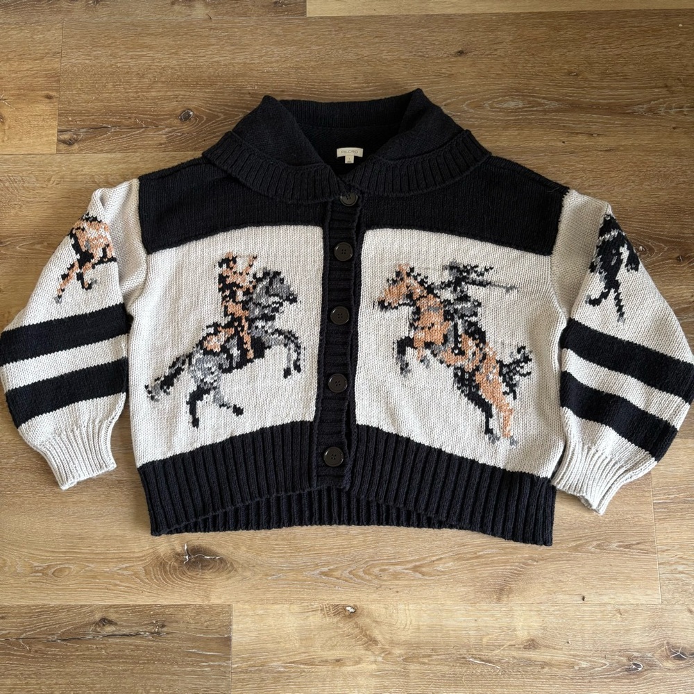 Pilcro Horse Graphic Cardigan Sweater - Picture 3 of 9